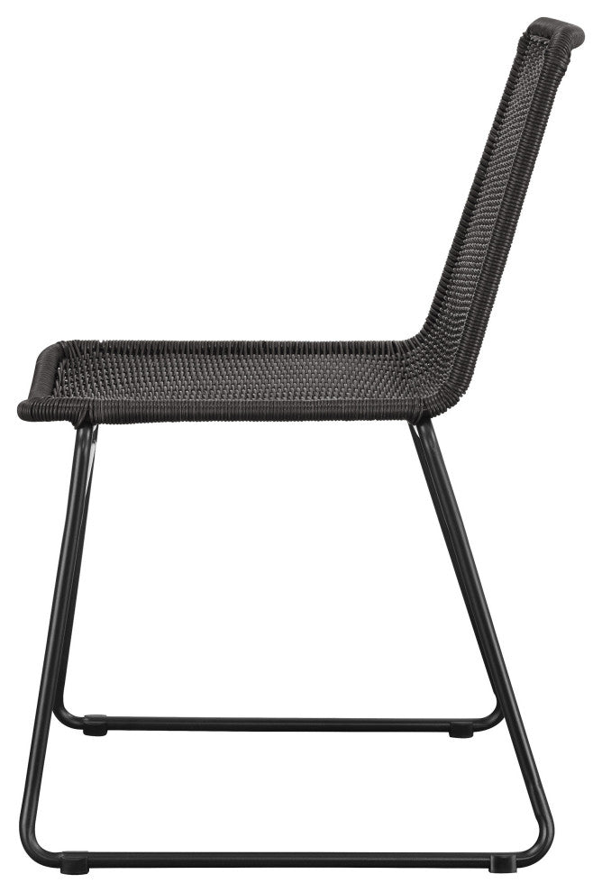 Dacy Faux Rattan Metal Dining Side Chair Brown, Set of 2