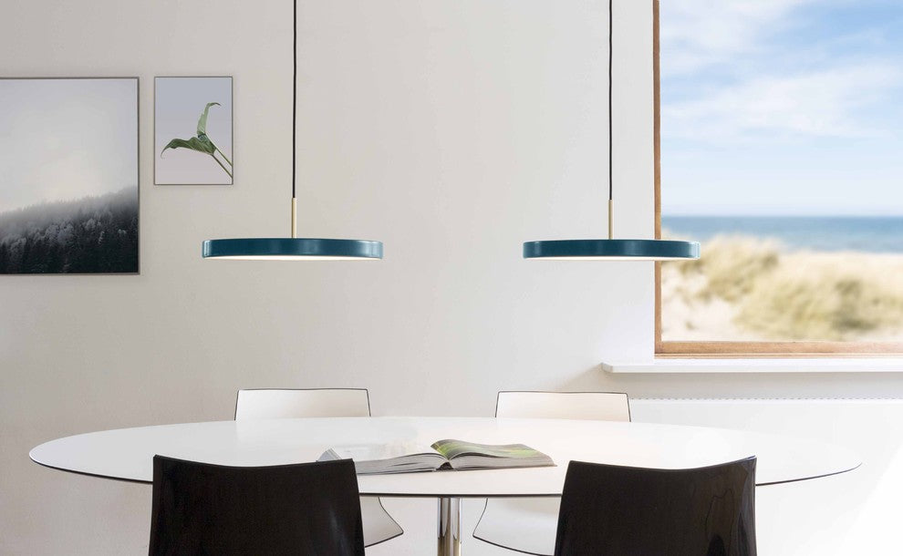 Asteria Flat-Panel LED Pendant Light, Petrol