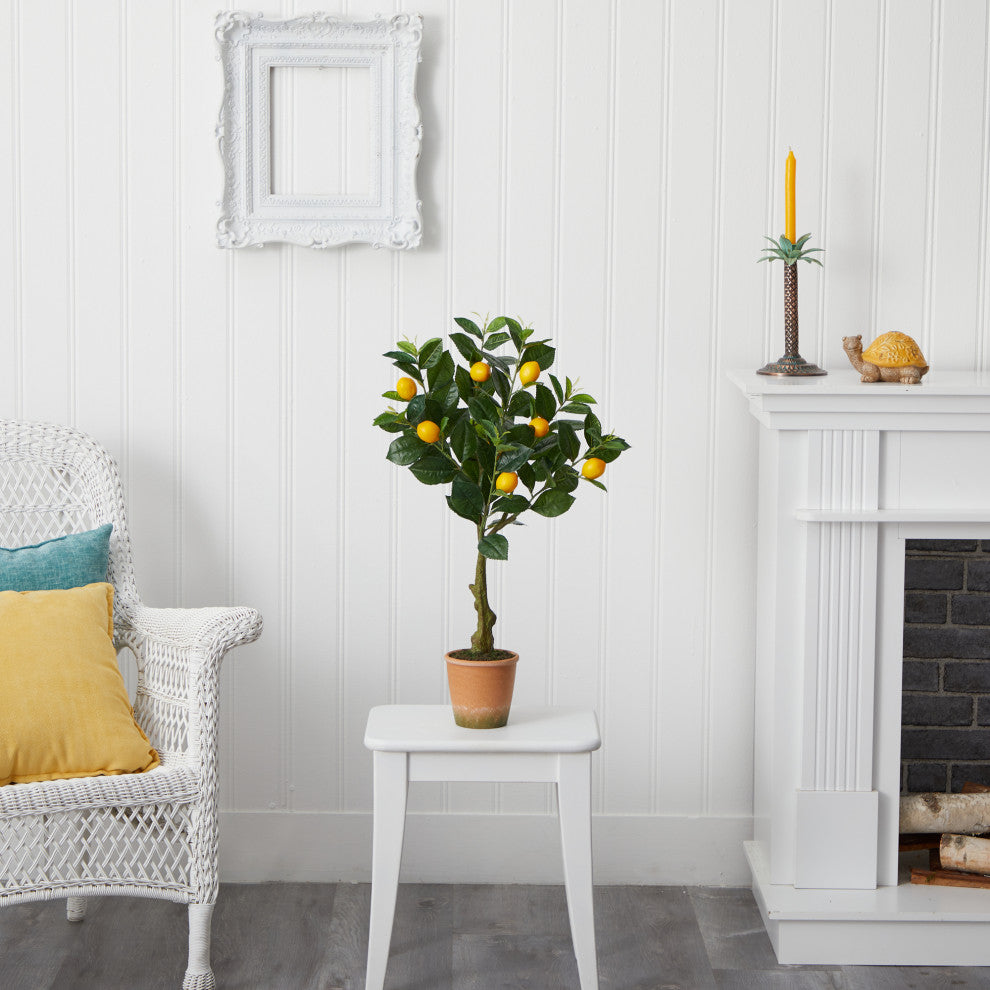 28" Lemon Artificial Tree, Decorative Planter