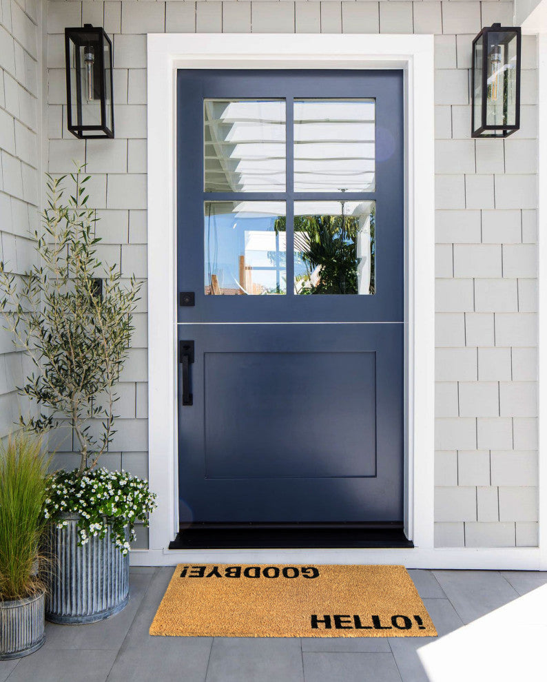 RugSmith Black Machine Tufted Hello-Good Bye Doormat, 18" x 30"