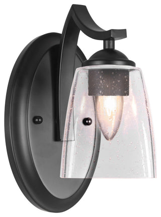 Zilo Wall Sconce Shown, Matte Black Finish With 4.5" Square Clear Bubble Glass