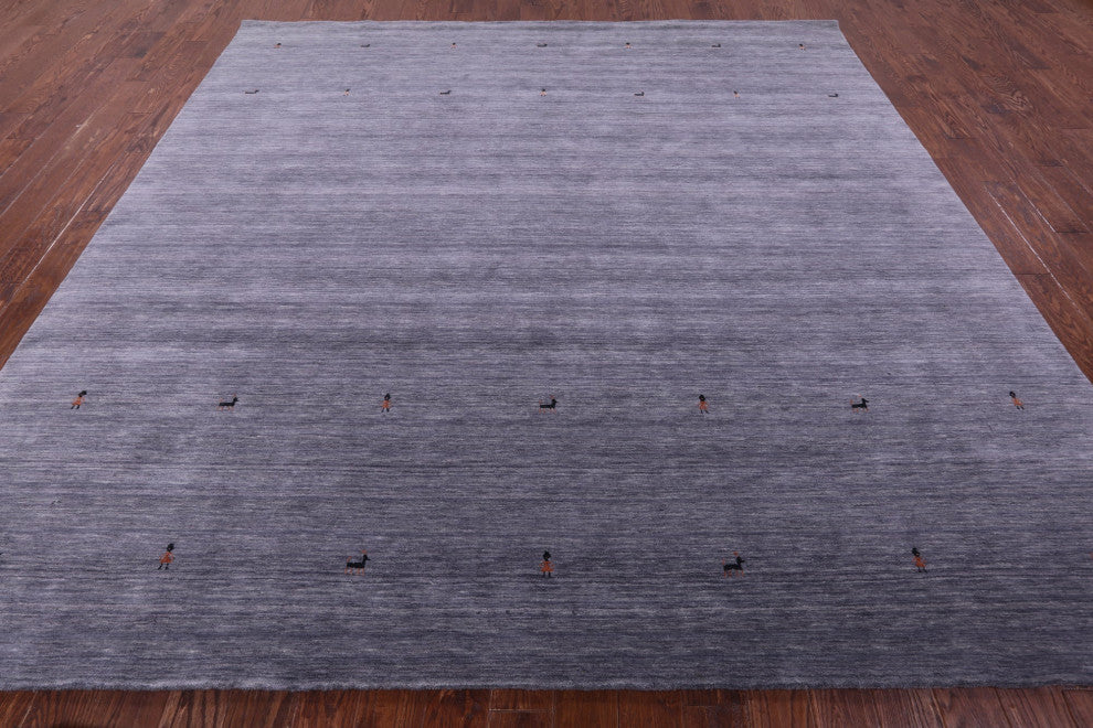 10' Square Hand Knotted Persian Gabbeh Wool Rug - Q15190