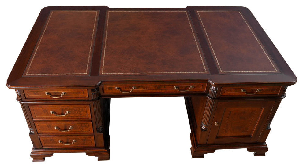 Banded Mahogany Partners Desk