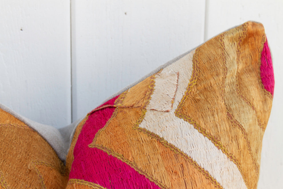Lehrya Silk Phulkari Pillow