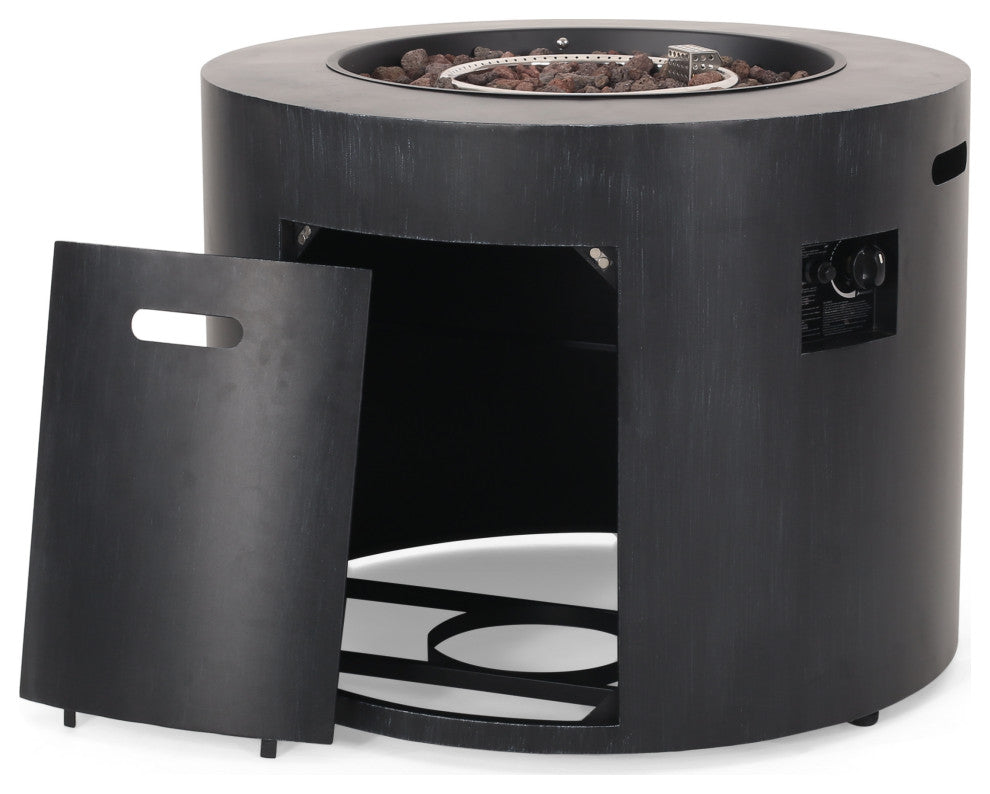 Jasmine Outdoor 40,000 BTU Circular Fire Pit, Brushed Black