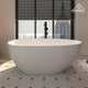 71in White Solid Surface Oval Freestanding Soaking Bathtub with Drain, 59in