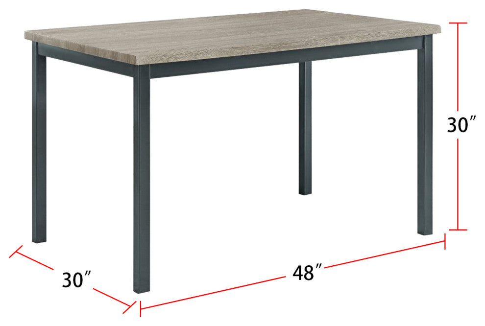 Rectangular Dining Table, Gray and Black