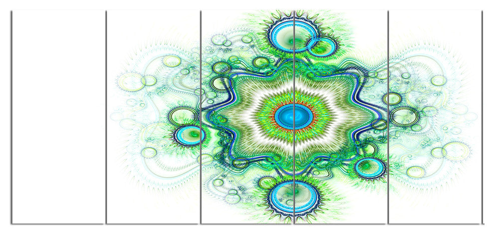 Cabalistic Star Fractal Flower, Abstract Canvas Art Print, 70"x28", 6 Panels