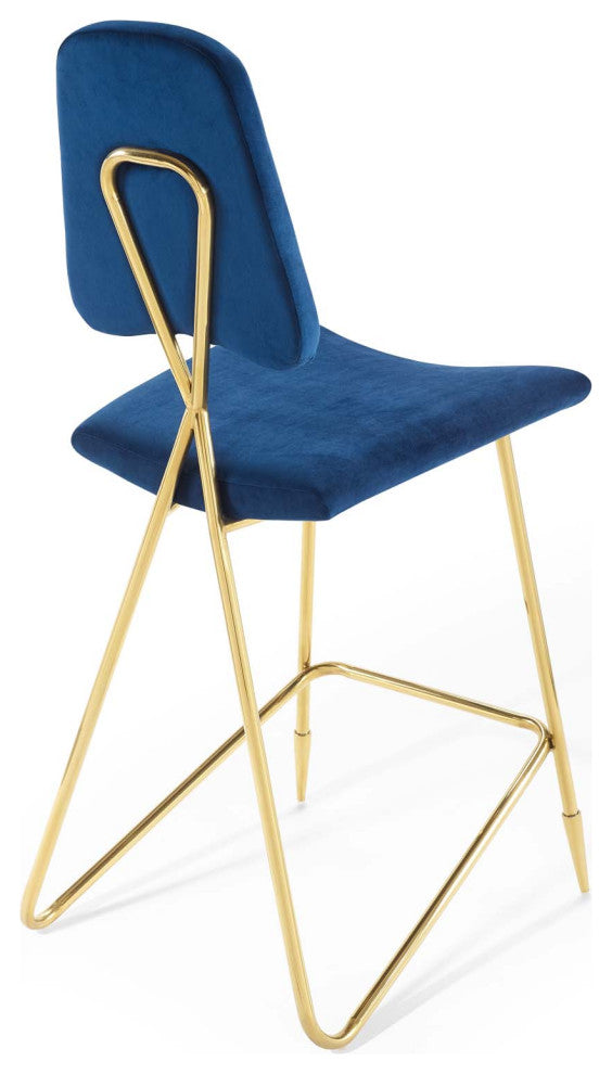 Ponder Bar Stool Performance Velvet Set of 2, Navy