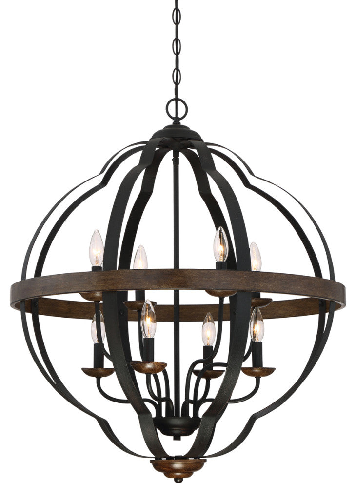 Quoizel SRN5208MK Eight Light Foyer Pendant Siren Marcado Black