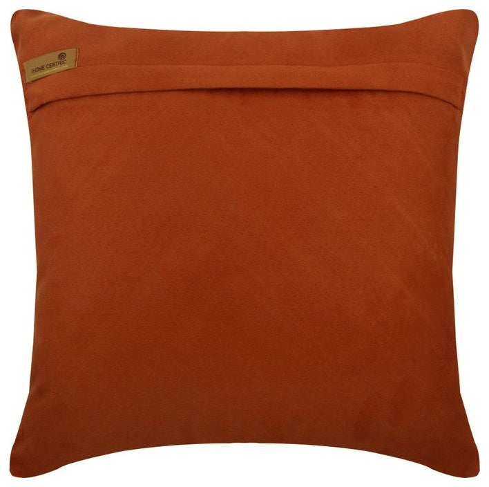 Pleated Crystal Embroidered Orange Suede 26"x26" Pillow Cover, Crystal Rust