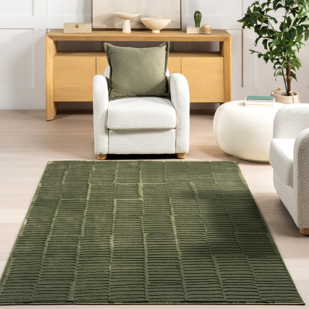 Nuloom Kailani Geometric Washable Rug, Green 8' x 10'