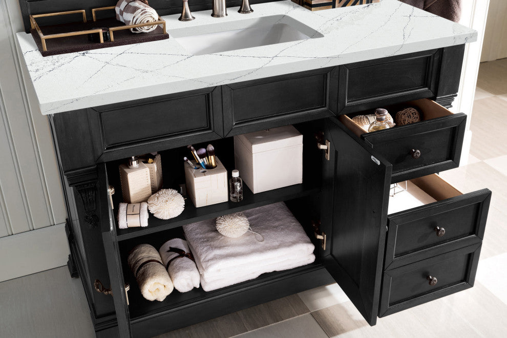 James Martin 147-114-5236-3ENC 48" Antique Black Vanity w/ Ethereal Noctis Quar