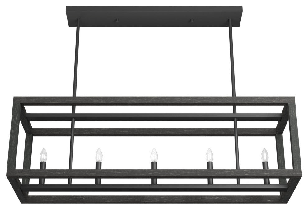 Hunter Squire Manor Matte Black and Dark Ash 6-Light Chandelier