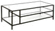 46" Black Glass And Steel Coffee Table With Two Shelves