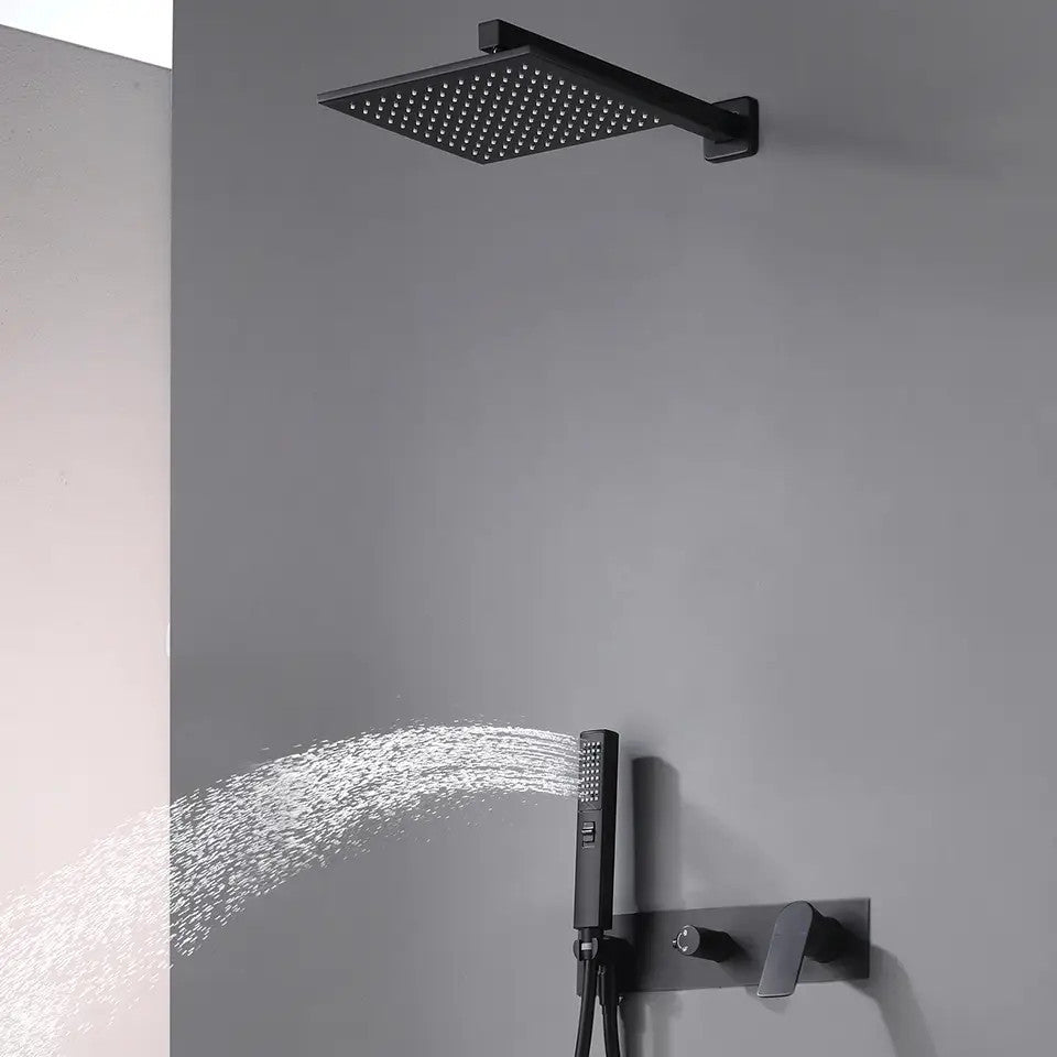 Wasser Complete Shower System With Handheld Sprayer, Matte Black, 10" Rain Show