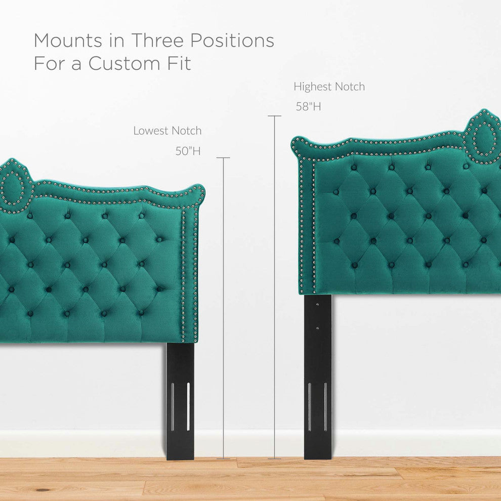Louisa Tufted Performance Velvet Twin Headboard, Teal