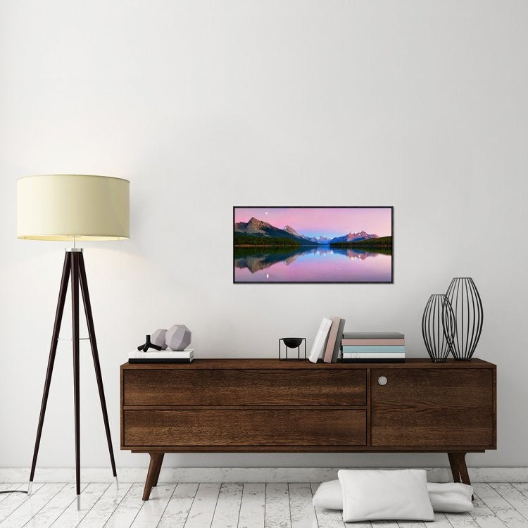 "Maligne Lake" Framed Canvas Giclee by Yan Zhang, 37x18"
