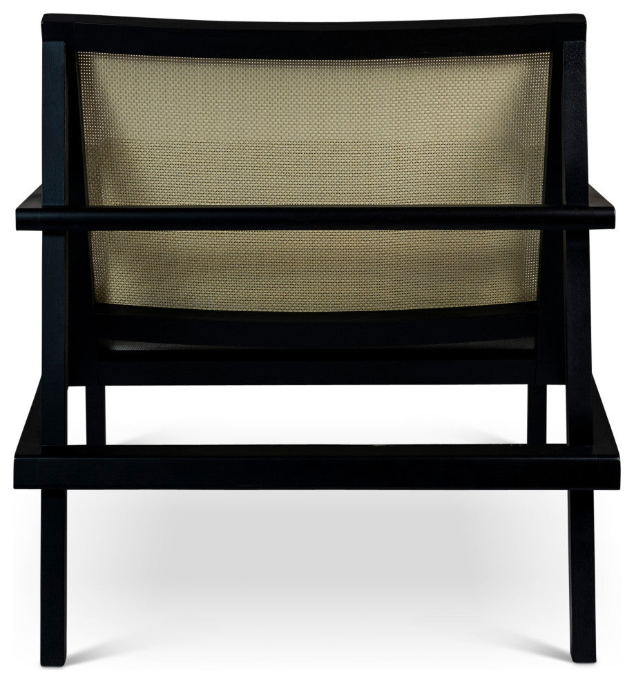 Modern Brazilian, Barra, Cane Lounge Chair, Black/Natural/Chalk