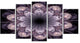 Dark Pink Fractal Flower Pattern, Abstract Canvas Art Print, 60"x32", 5 Panels