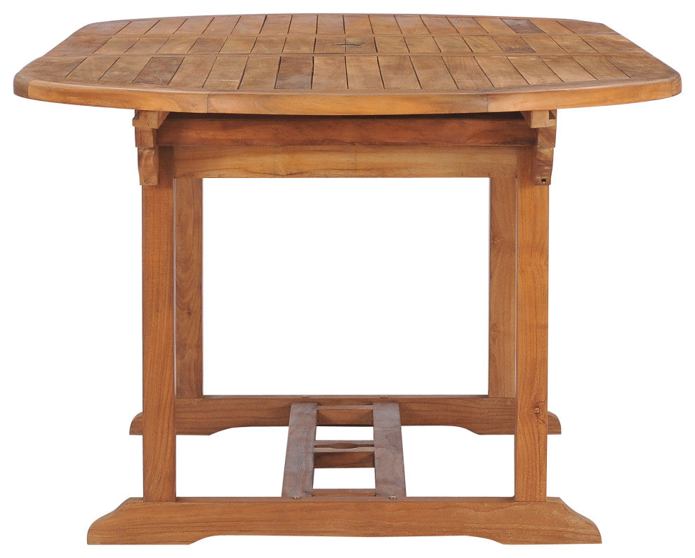 Teak Wood Orleans Oval Outdoor Patio Extension Dining Table