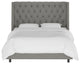 Williams Twin Nail Button Wingback Bed, Linen Gray