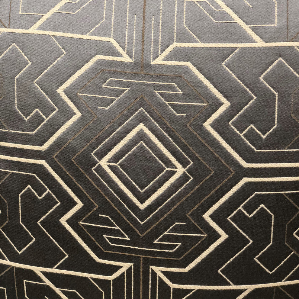 Plutus Daria Moss Silver Geometric Luxury Throw Pillow, 26"x26"