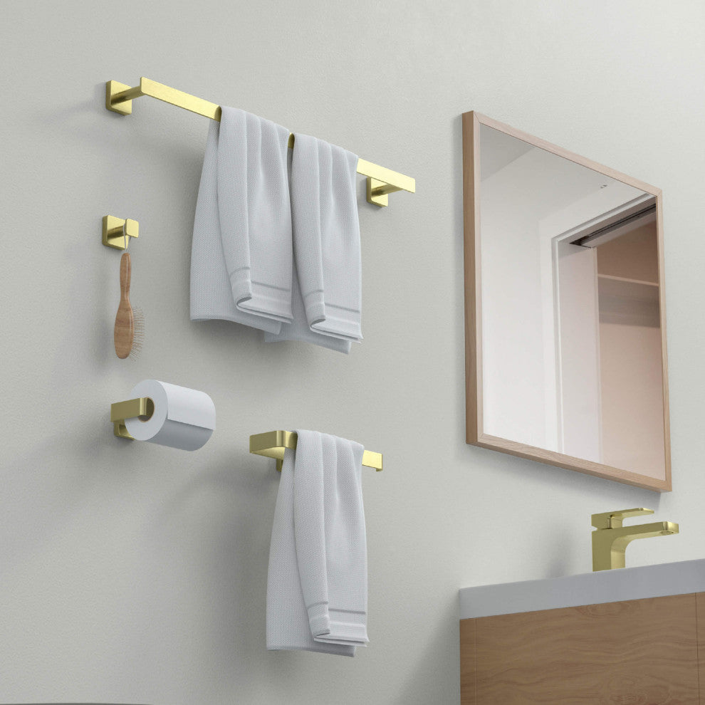 Blaze 4 Piece Bathroom Hardware Set, Brushed Gold