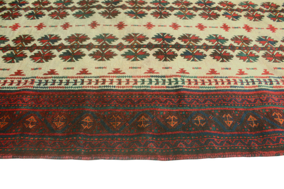 Vintage Distressed Wells Beige/Red Rug, 3'10x7'0