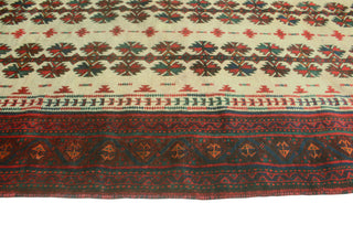 Vintage Distressed Wells Beige/Red Rug, 3'10x7'0
