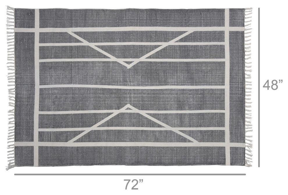 4' X 6' Gray Dhurrie Area Rug
