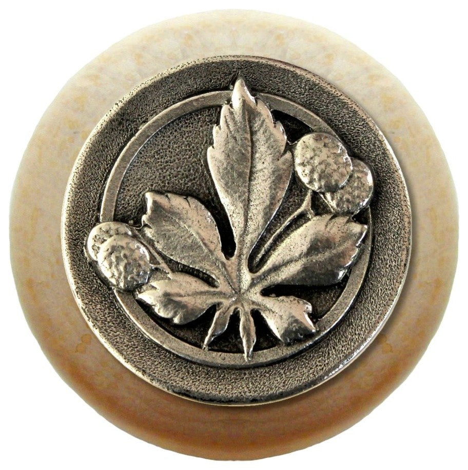 Horse Chestnut Wood Knob, Brilliant Pewter