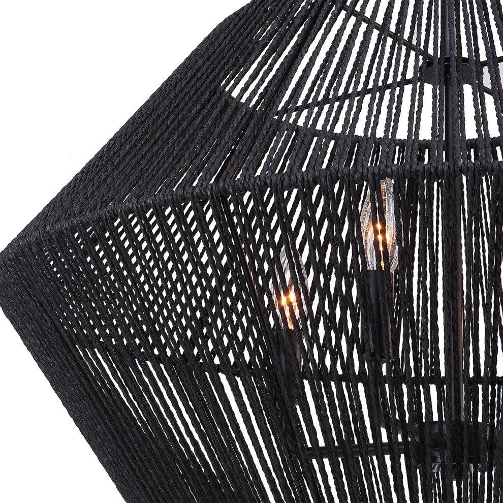 Uttermost Suva 4-LIght Black Rope Pendant