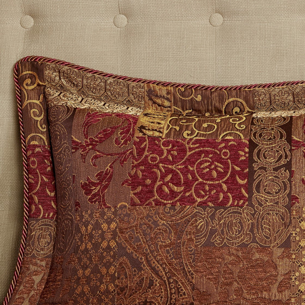 Croscill Galleria Traditional Patchwork 4-Piece Comforter Set, Red, Queen