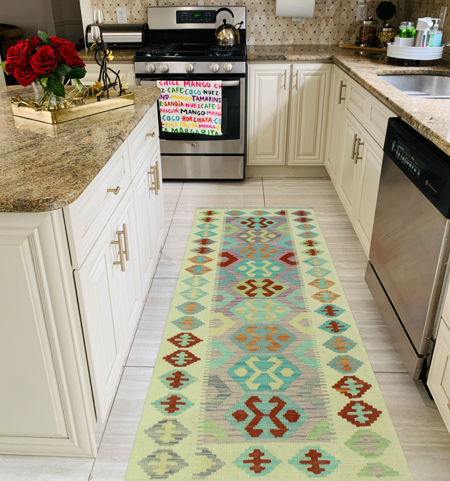 Sangat Kilim Senay Ivory/Rust Runner, 2'6x6'2