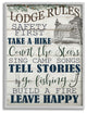 Lodge Rules Country Landscape Te"xtured Wood Design, 11"x14"