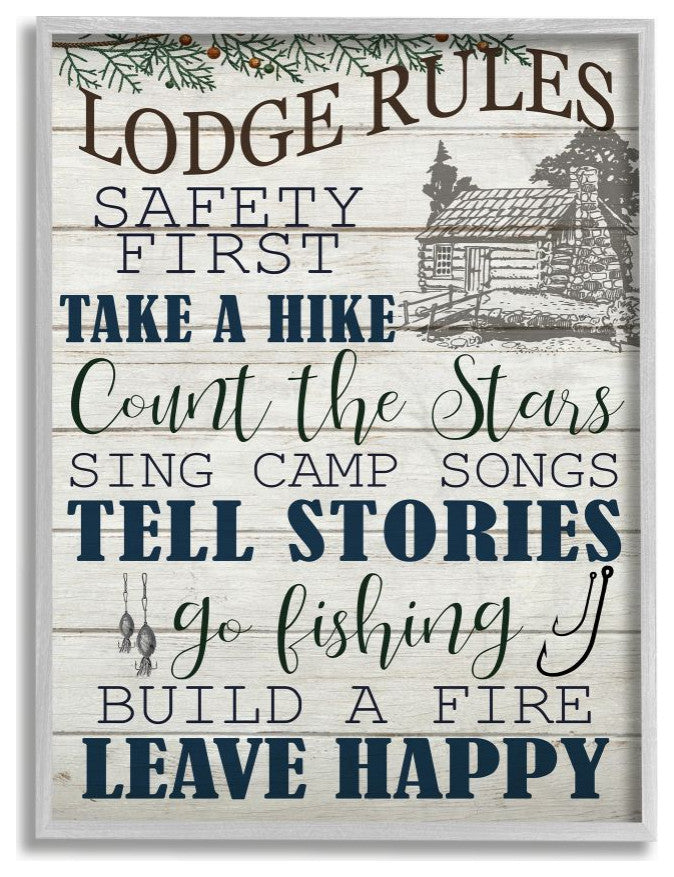 Lodge Rules Country Landscape Te"xtured Wood Design, 11"x14"