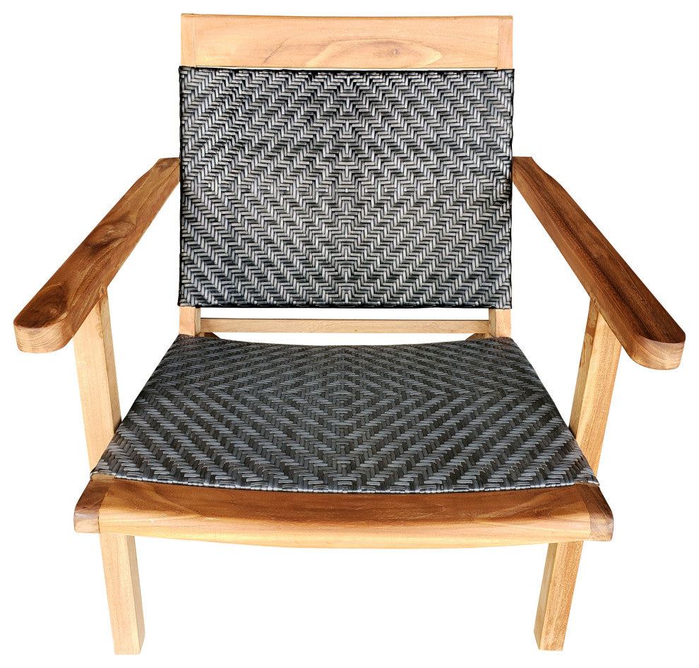 Teak Wood Paris Outdoor Patio Lounge and Dining Chair, Gray