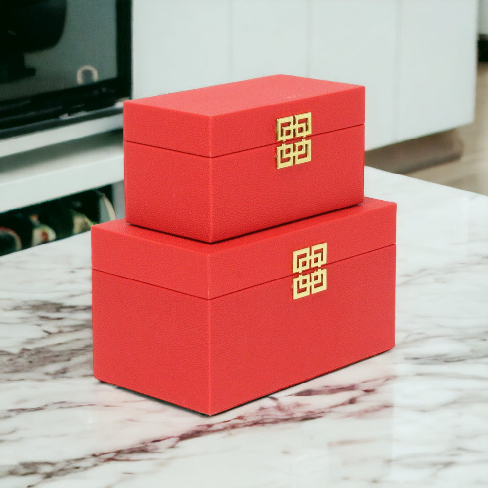 Midnight Charm Keepsake Boxes, Set of 2, Red