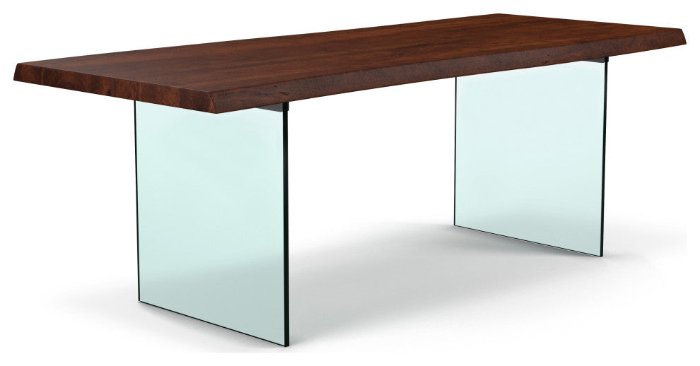 Brooks Dining Table, Americano, Clear, 40"x79", Glass Base