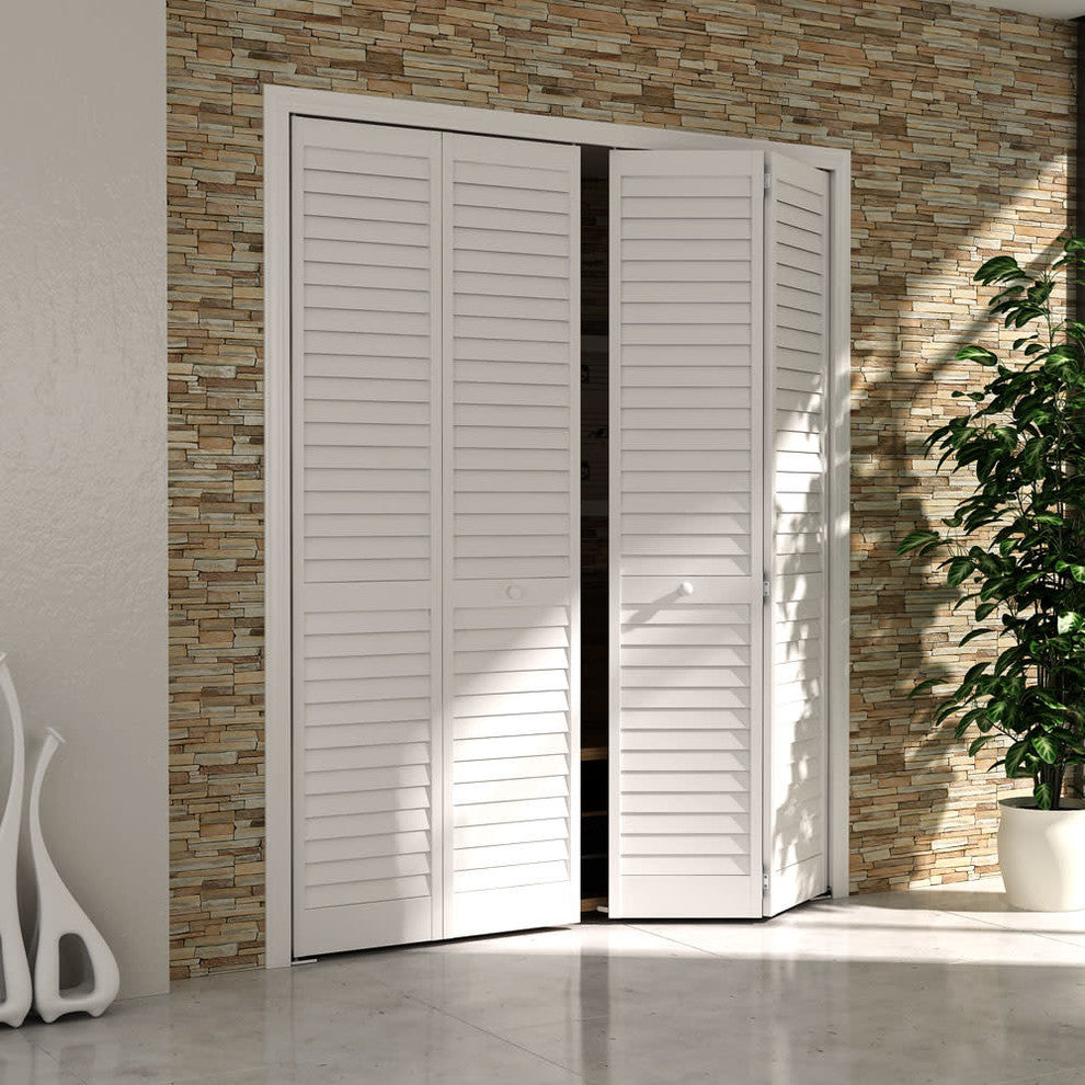 Plantation Louver/Louver Bifold, White, 24"x96"x1"