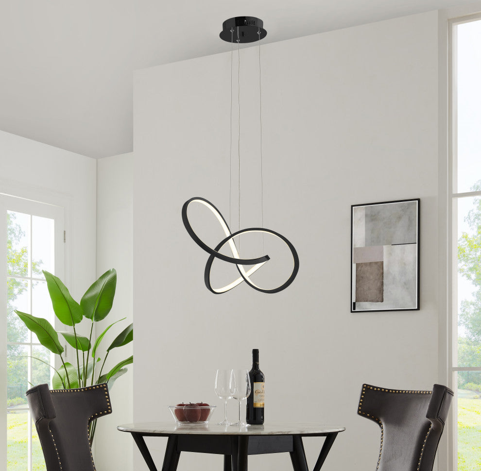 Knotted LED Dimmable Chandelier, Black