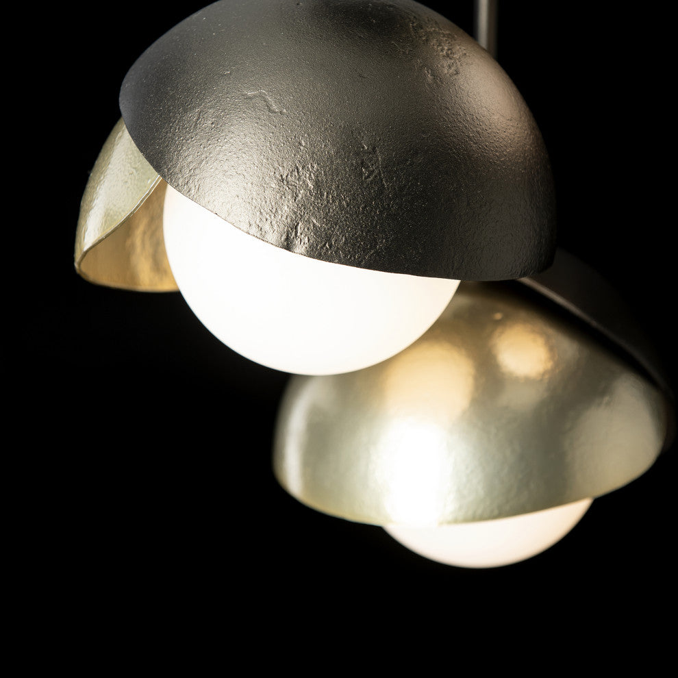 Brooklyn 3-Light Double Shade Semi-Flush, Oil Rubbed Bronze, Modern Brass