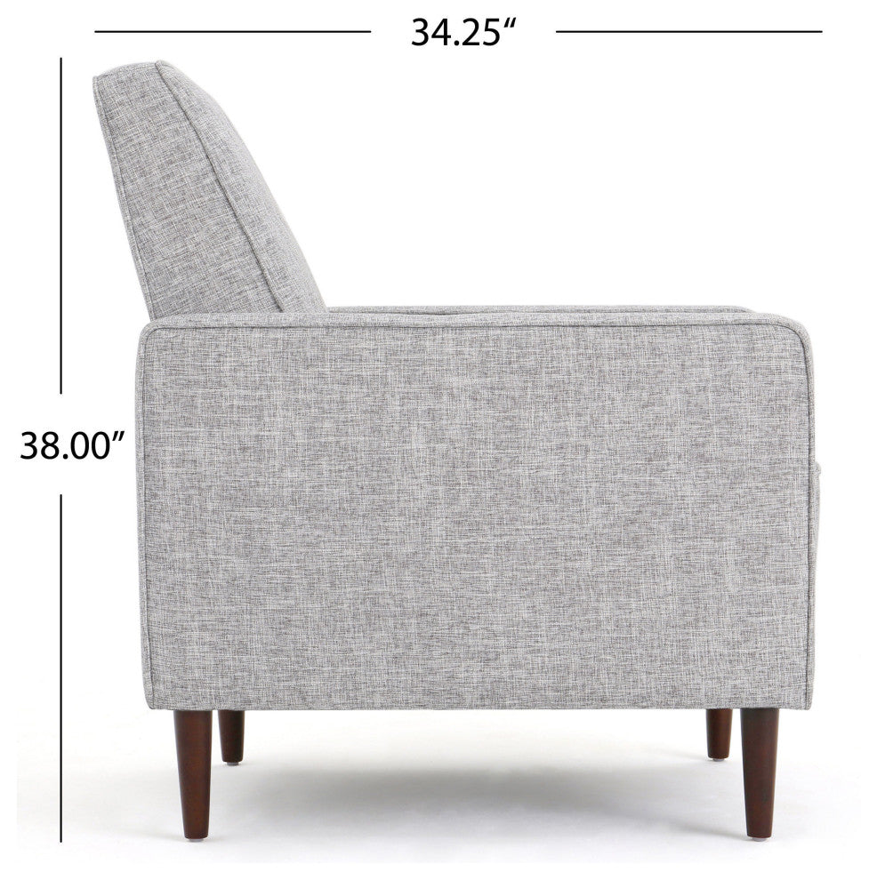 GDF Studio Macedonia Mid-Century Modern Button Tufted Fabric Recliner, Light Gray Tweed Fabric
