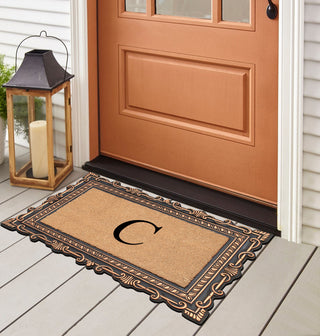 Carson Bronze/Beige Rubber And Coir 24"x36", Monogrammed Doormat, C