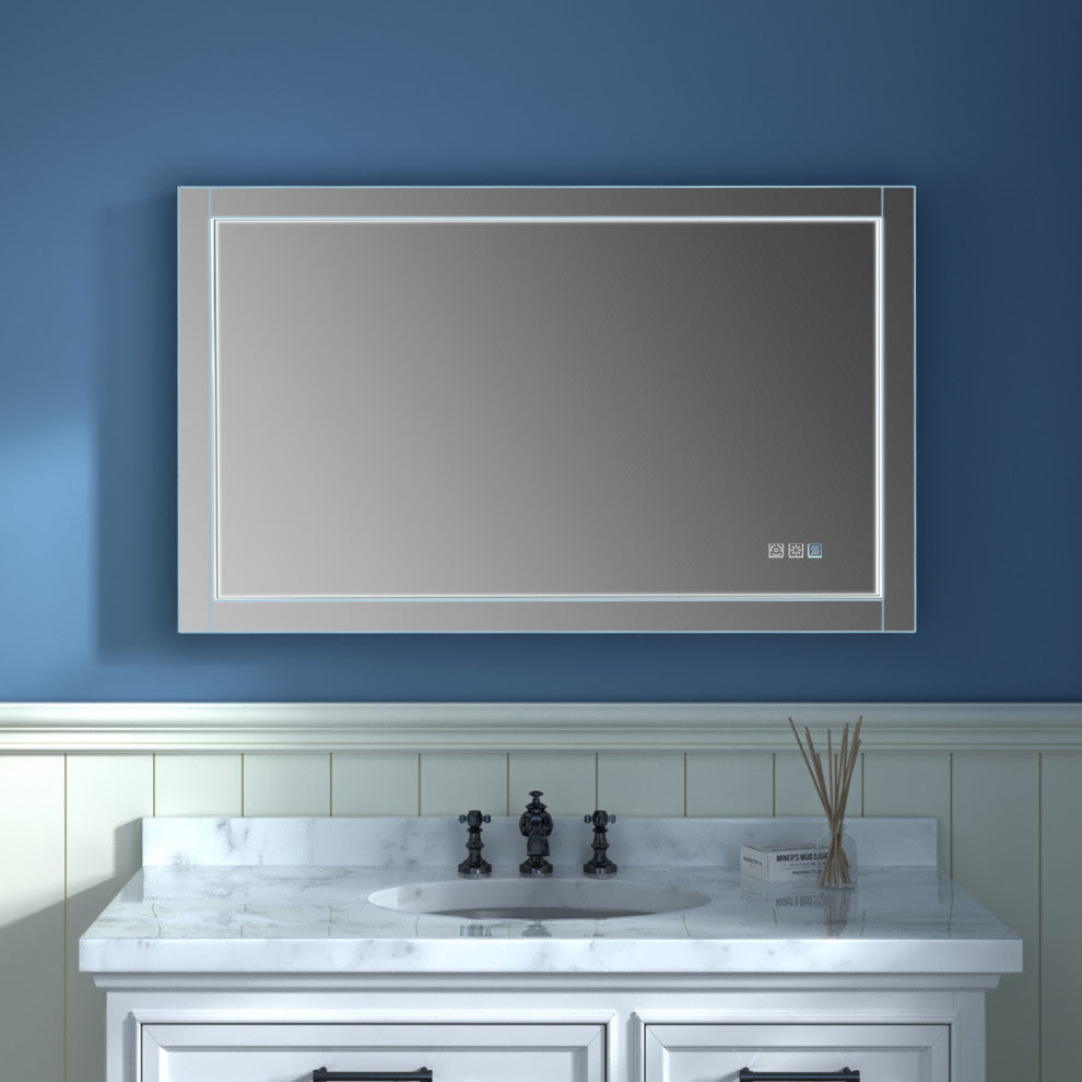 ExBrite LED Lighted Bathroom Mirror with Defog and Stepless Dimming, 4