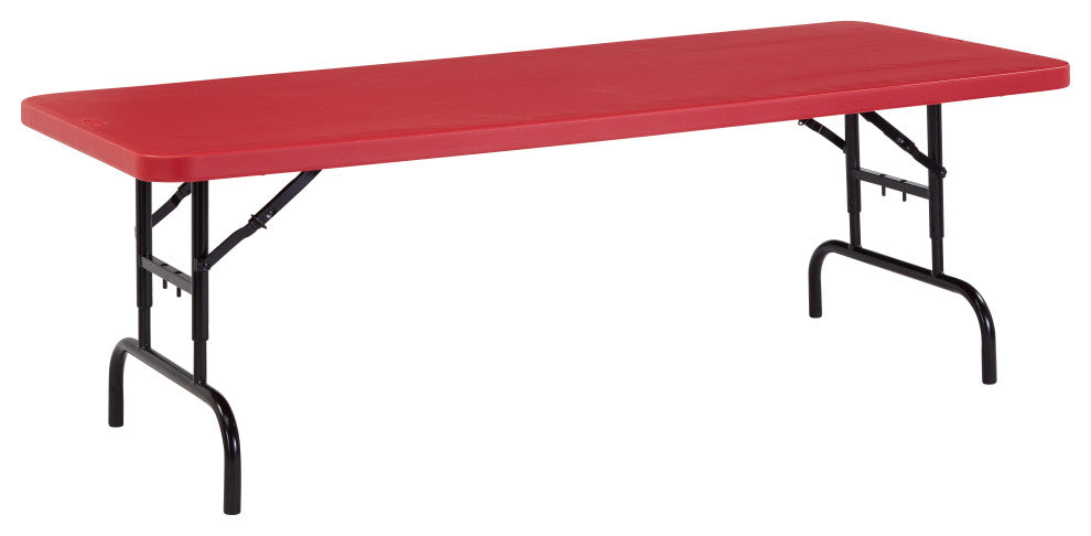 NPS BTA Series 30x72" Height Adjust Plastic Heavy Duty Folding Table in Red