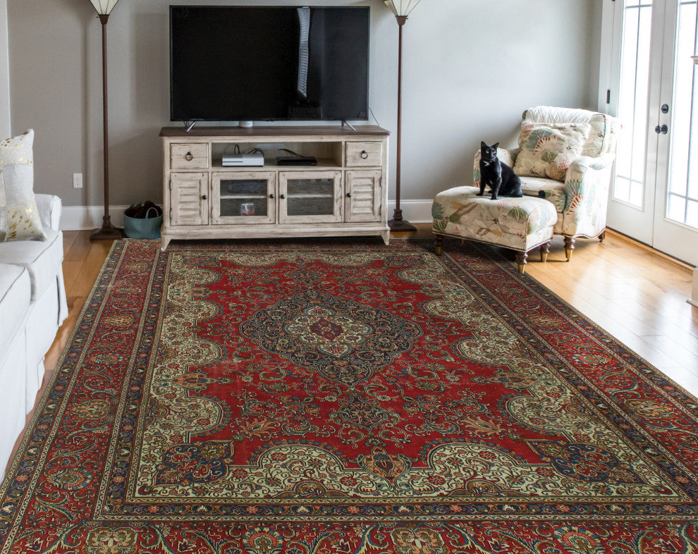 Fine Vintage Distressed Farangis Red Rug