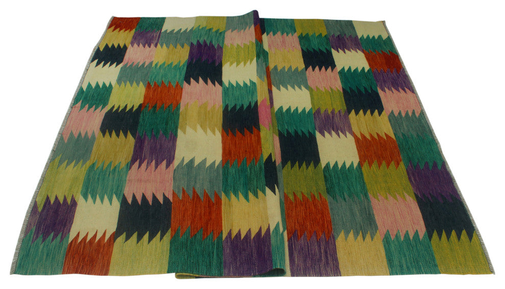 Hand-Woven Winchester Kilim Junaid Ivory/Rust Rug, 8'2x11'3