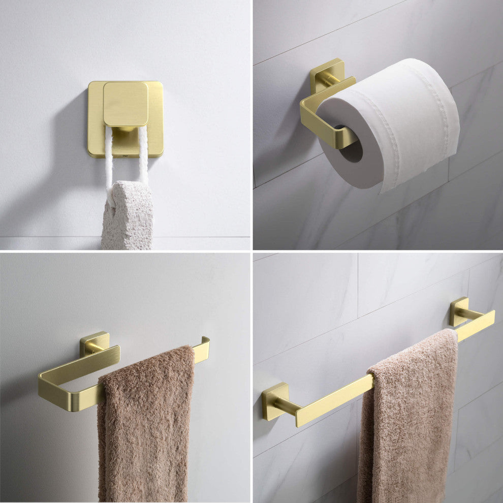 Blaze 5 Piece Bathroom Hardware Set, Brushed Gold